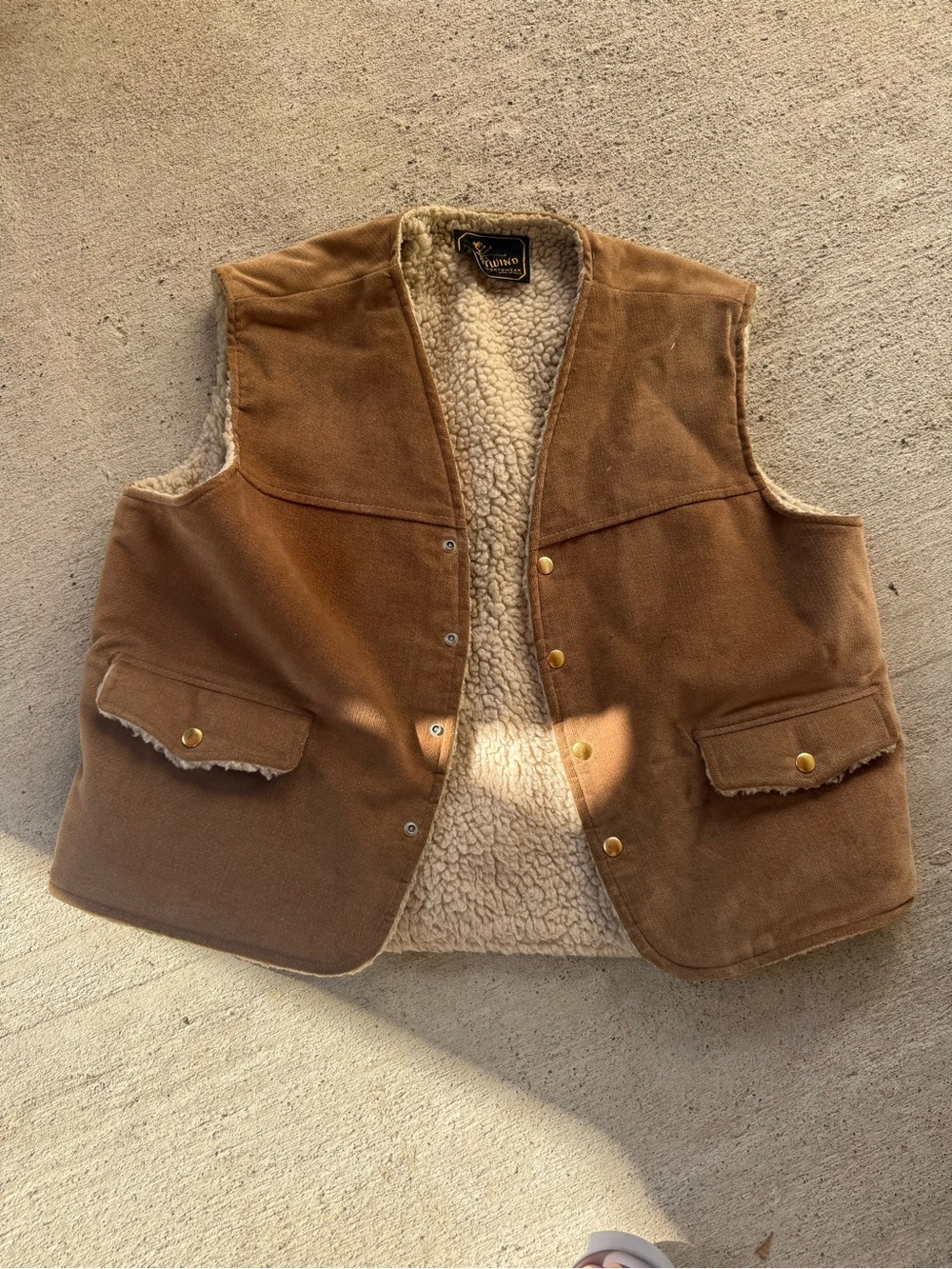 Men's Sherpa-Lined Corduroy Vest in Brown